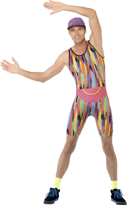 Retro Aerobics Instructor Pose PNG Image