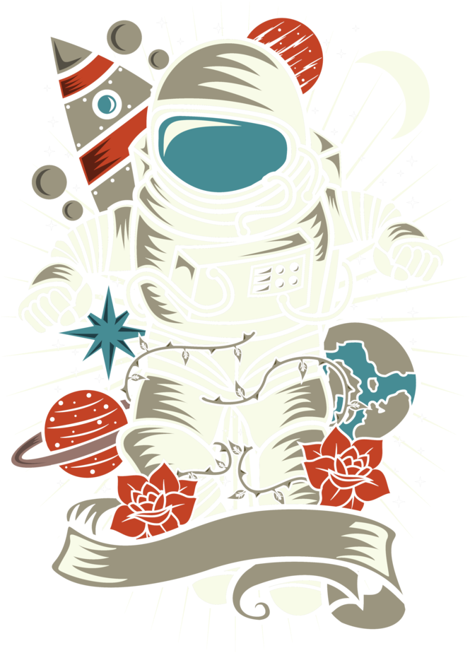 Retro Astronaut Space Adventure PNG Image