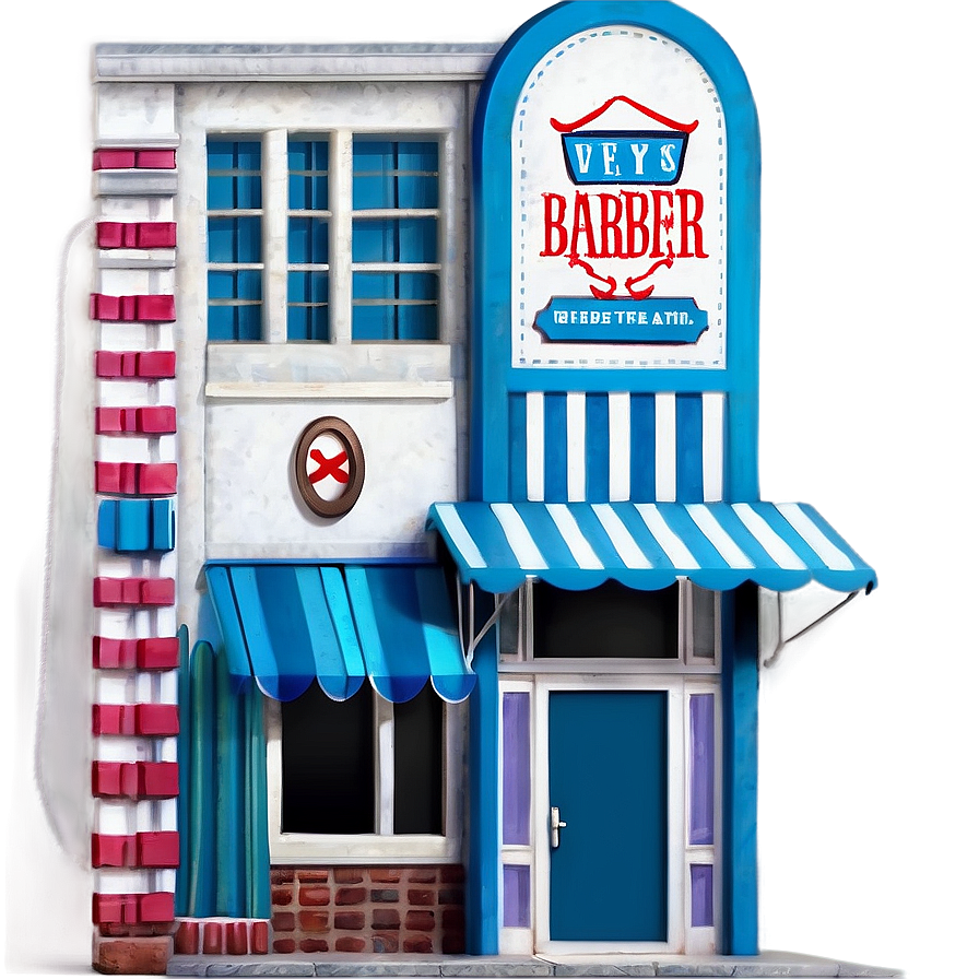 Retro Barber Shop Facade Png 06122024 PNG Image