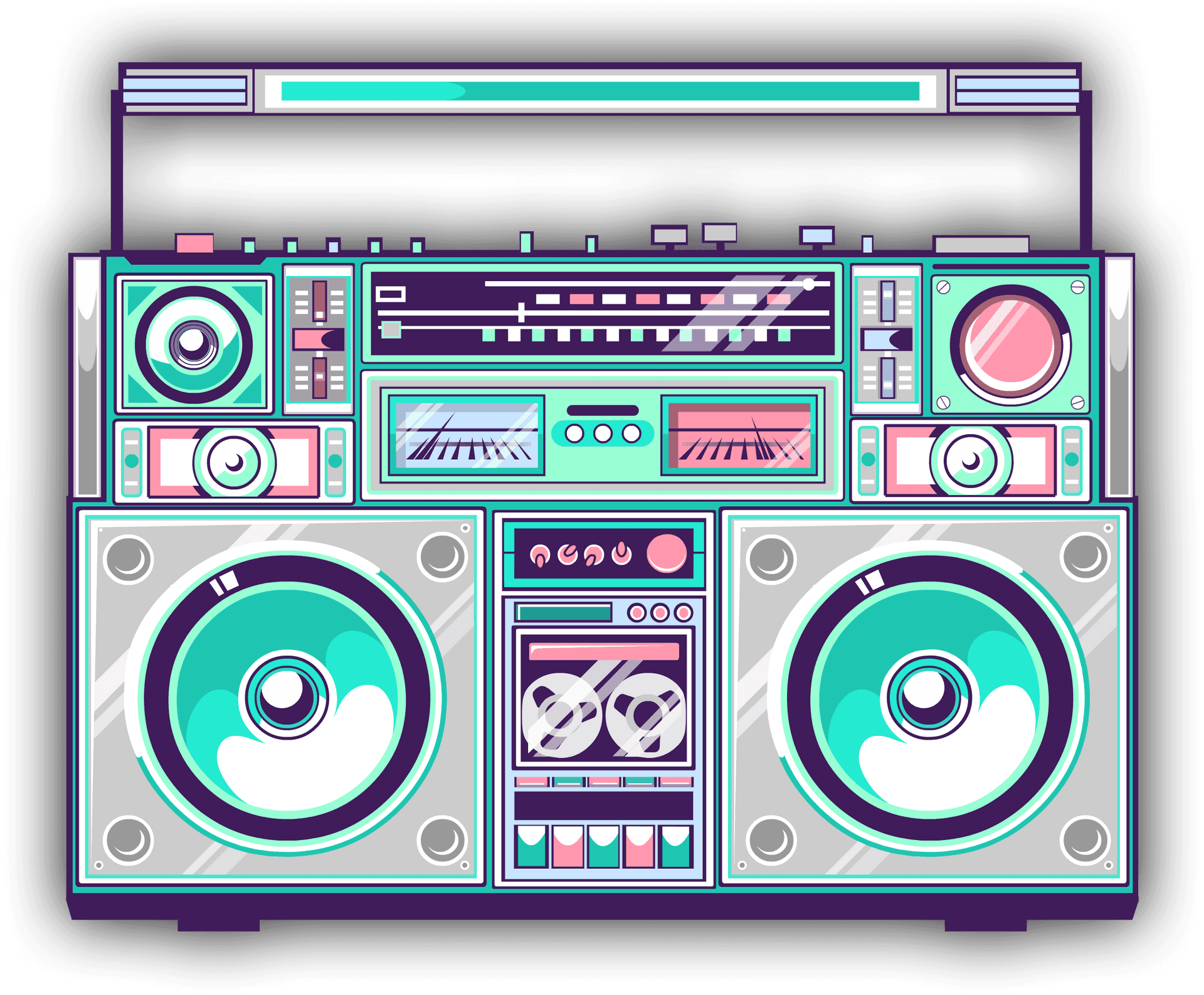 Retro Boombox Illustration PNG Image