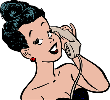 Retro Comic Woman On Phone PNG Image