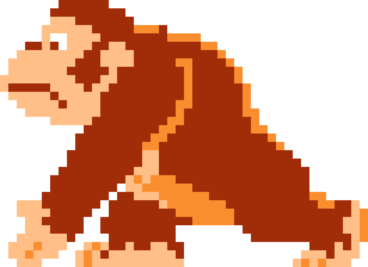 Retro Donkey Kong Pixel Art PNG Image