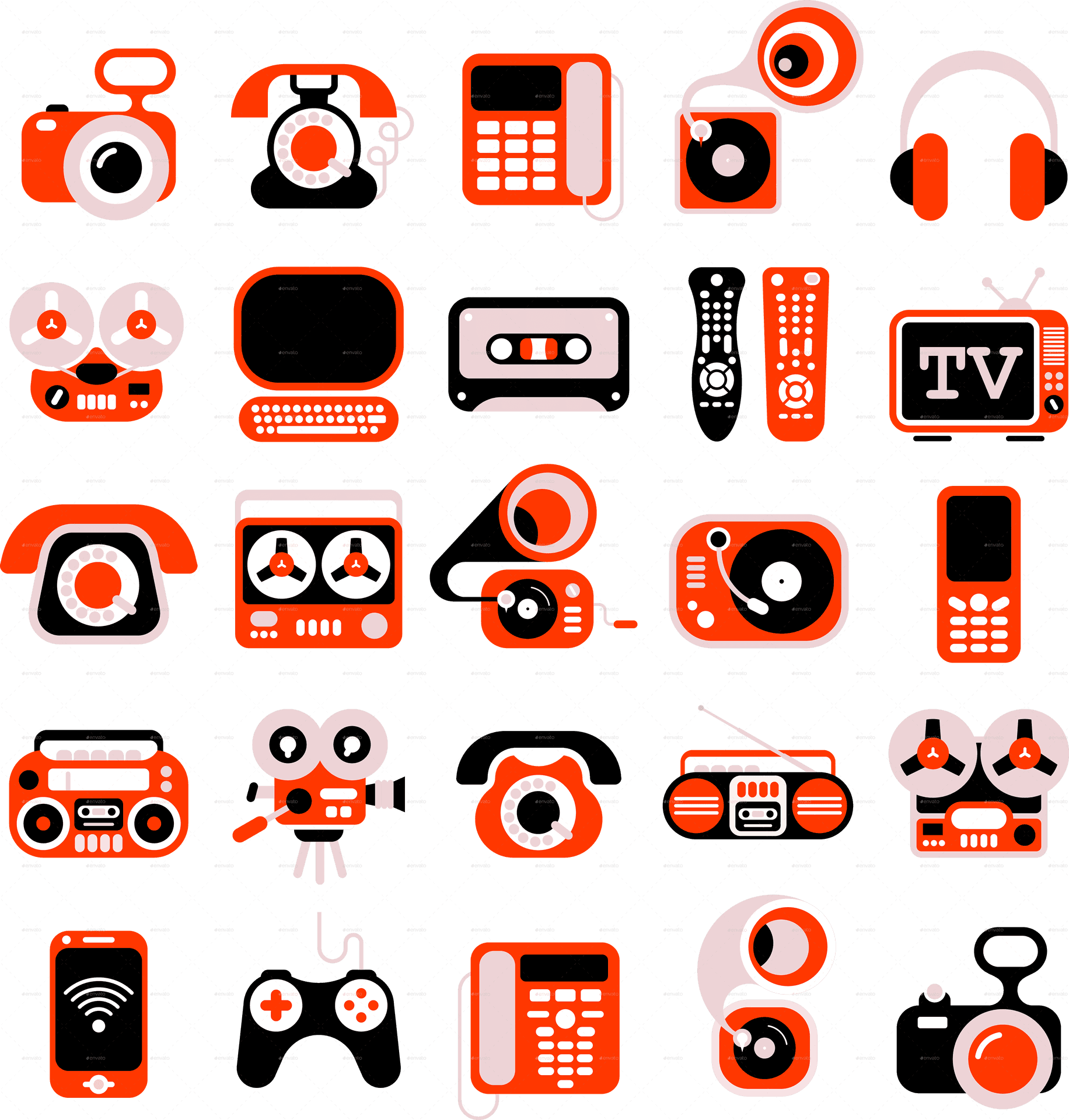 Retro Electronics Pattern PNG Image