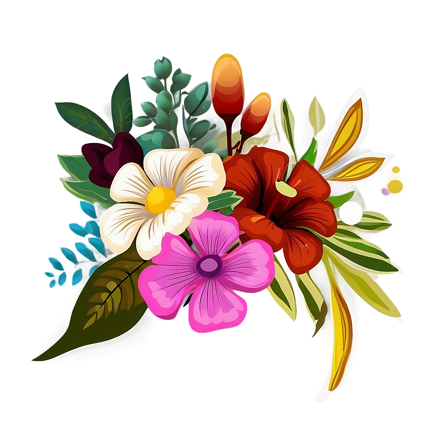 Retro Floral Bouquet Composition Png Xtn68 PNG Image