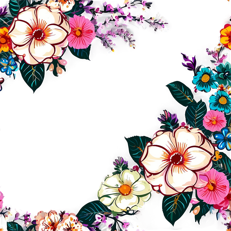 Retro Floral Cascade Png Yyy PNG Image