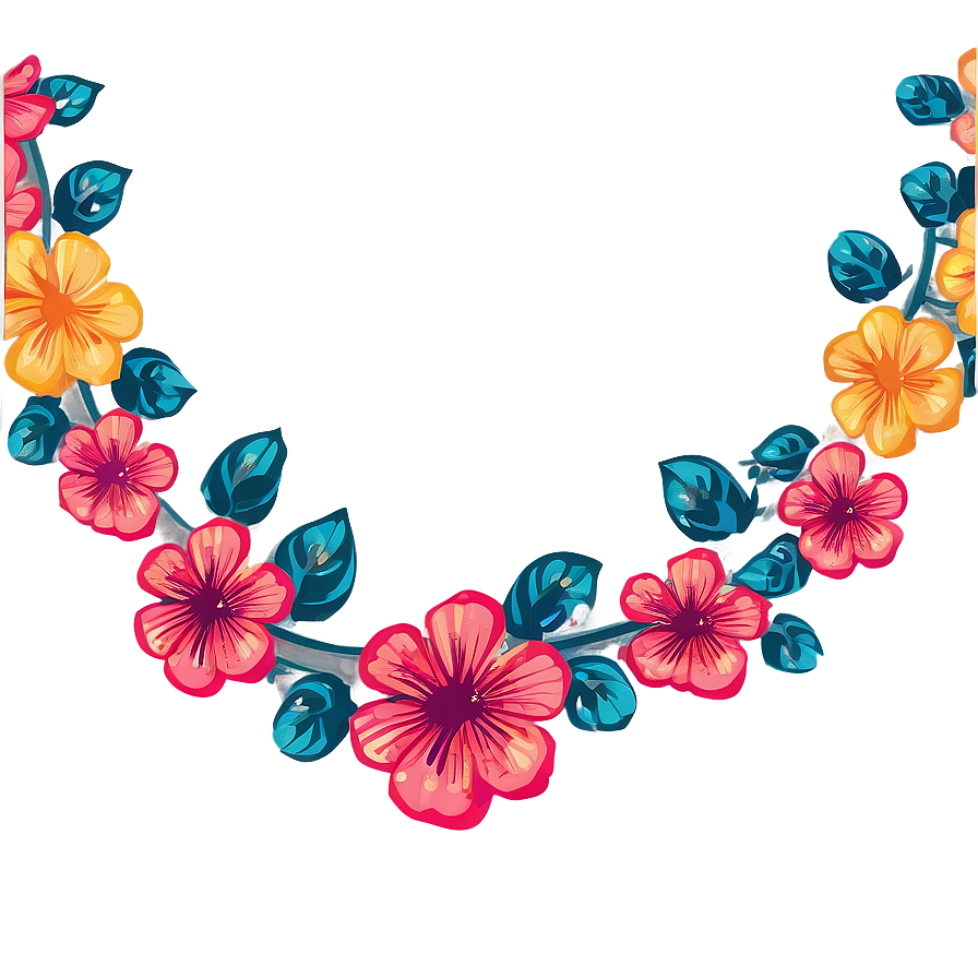 Retro Flower Festoon Png Obu PNG Image