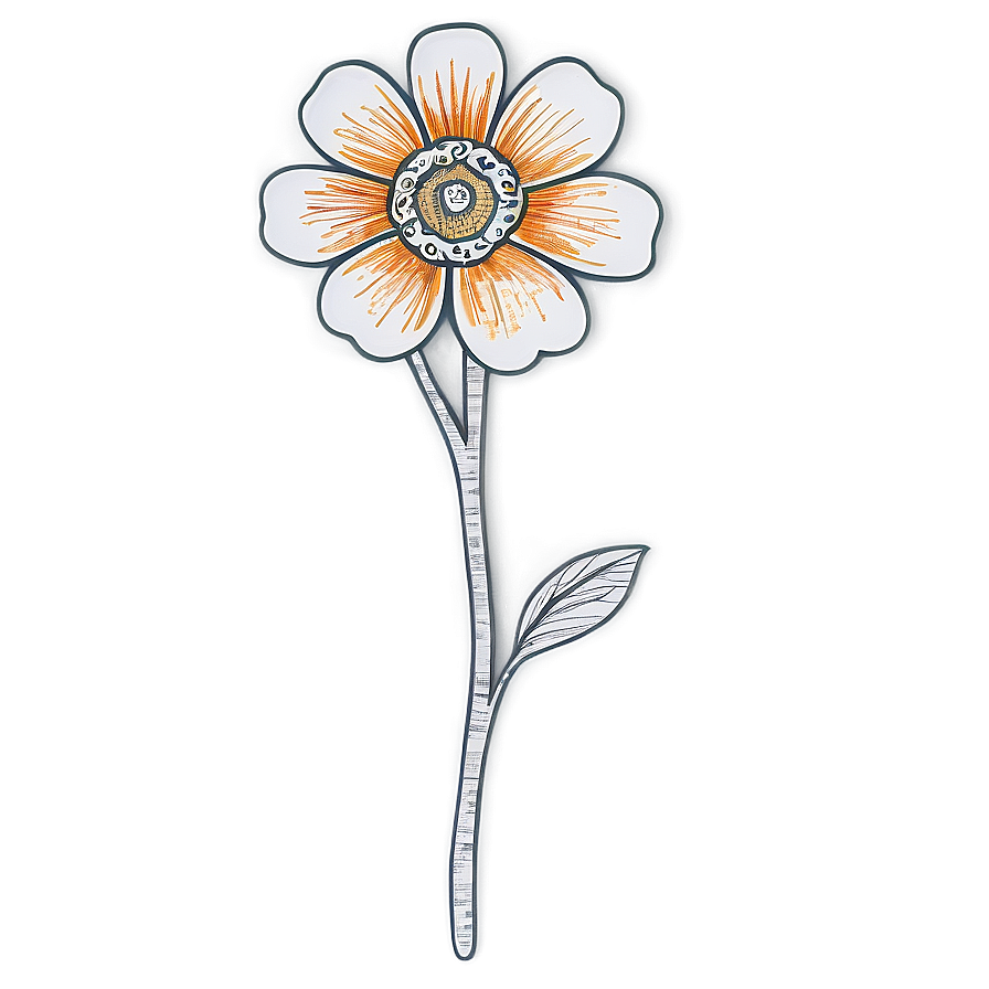 Retro Flower Sketch Png Oox PNG Image