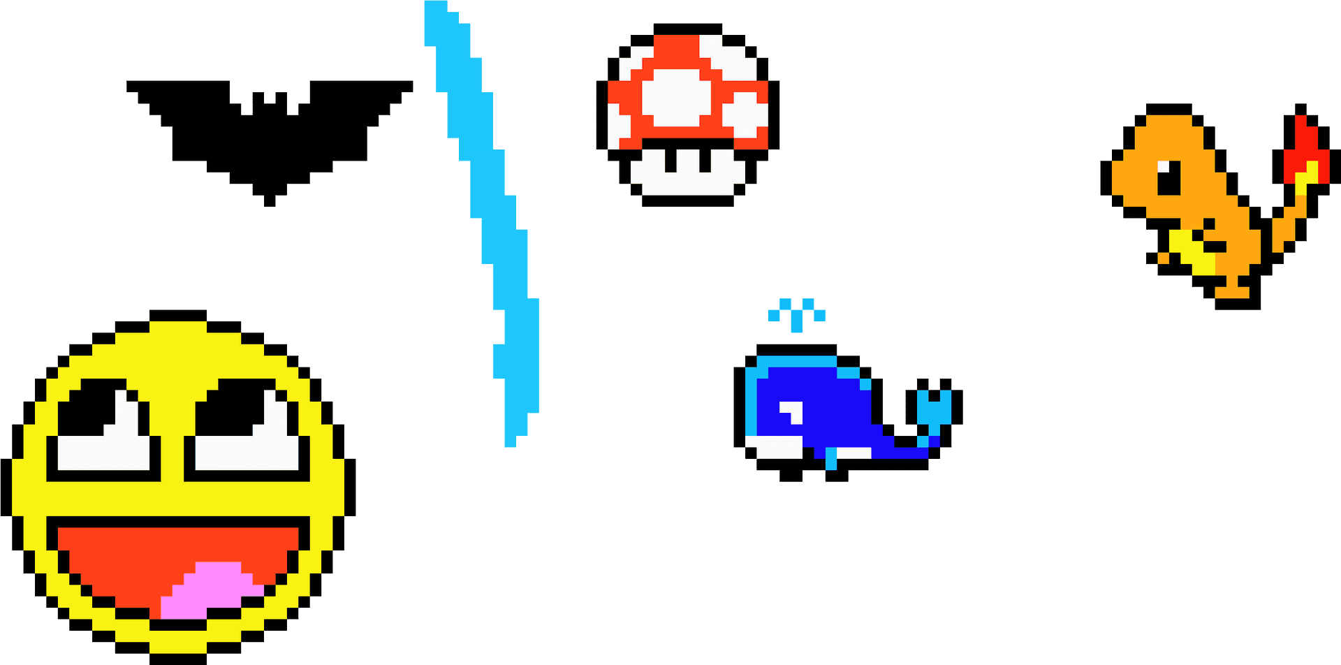 Retro Game Icons Pixel Art PNG Image