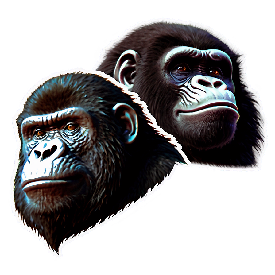 Retro Gorilla Sticker Png Enu44 PNG Image