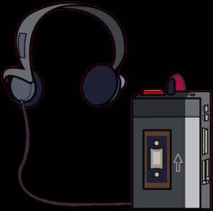 Retro Headphonesand Cassette Player PNG Image