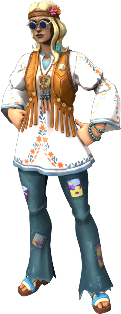 Retro Hippie Fashion Character PNG Image