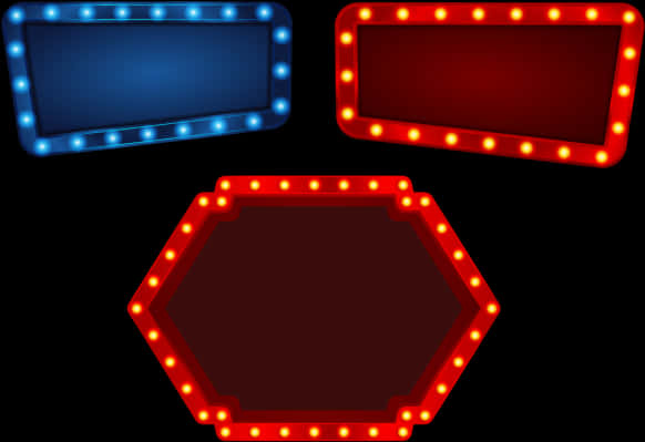 Retro Marquee Lights Blank Signs PNG Image