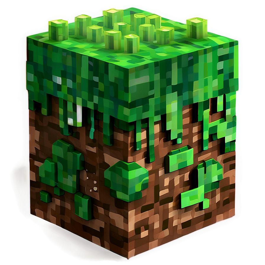 Retro Minecraft Grass Block Png Unk90 PNG Image