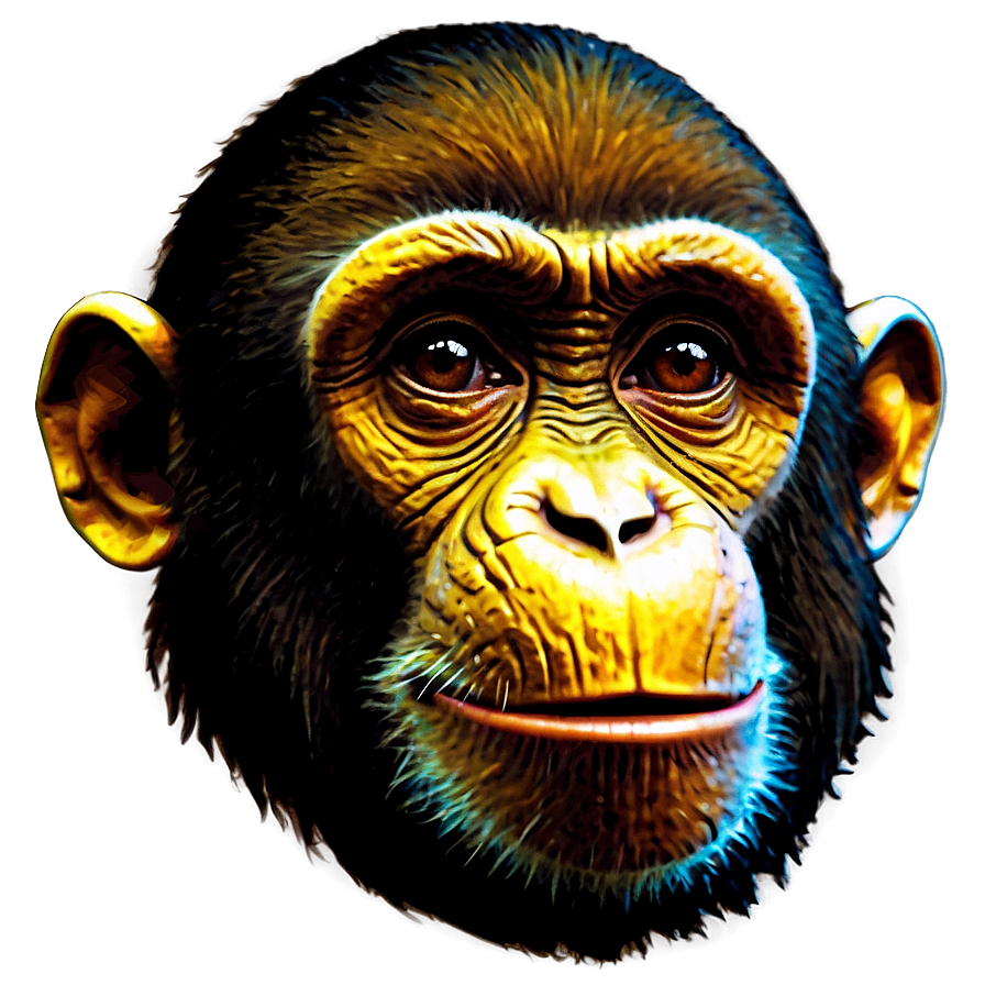 Retro Monkey Face Poster Png Non PNG Image