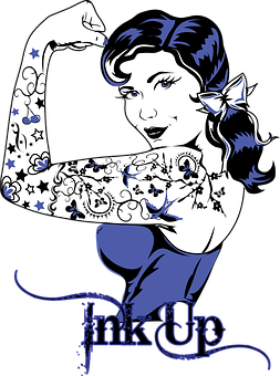 Retro Pinup Girl Tattoo Art PNG Image