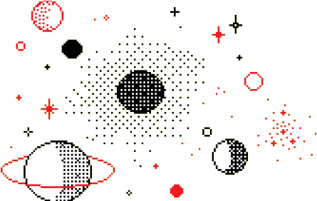 Retro Pixel Space Scene PNG Image