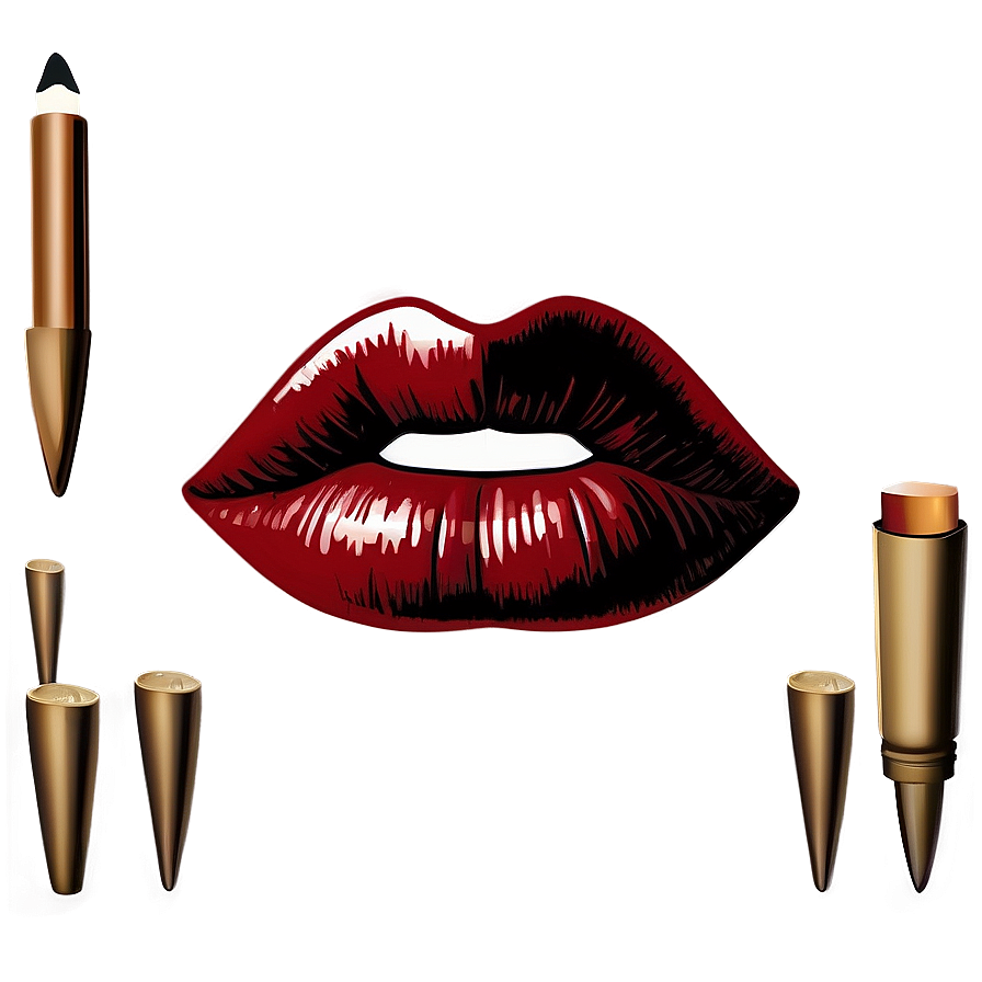 Retro Red Lips Style Png 06112024 PNG Image