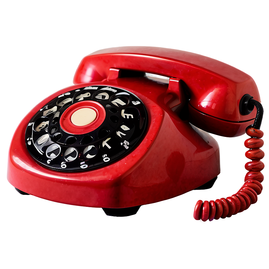 Retro Red Rotary Phone Png Ypw PNG Image