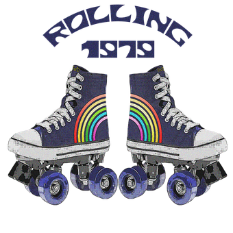 Retro Rolling1979 Rainbow Roller Skates PNG Image