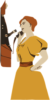 Retro Singer Animated Illustration PNG Image