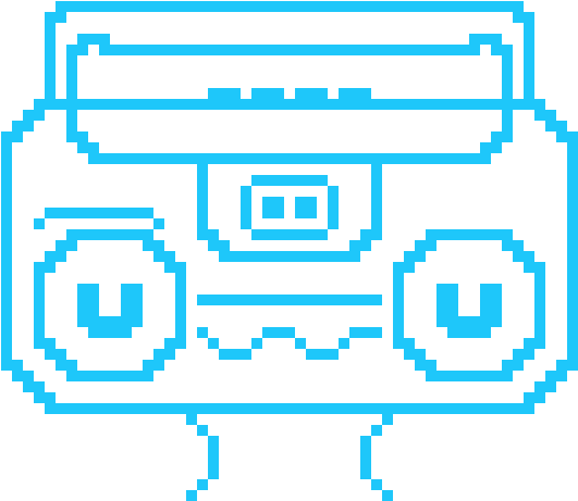 Retro Style Boombox Pixel Art PNG Image