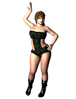 Retro_ Style_ Female_ Warrior_ Pose PNG Image