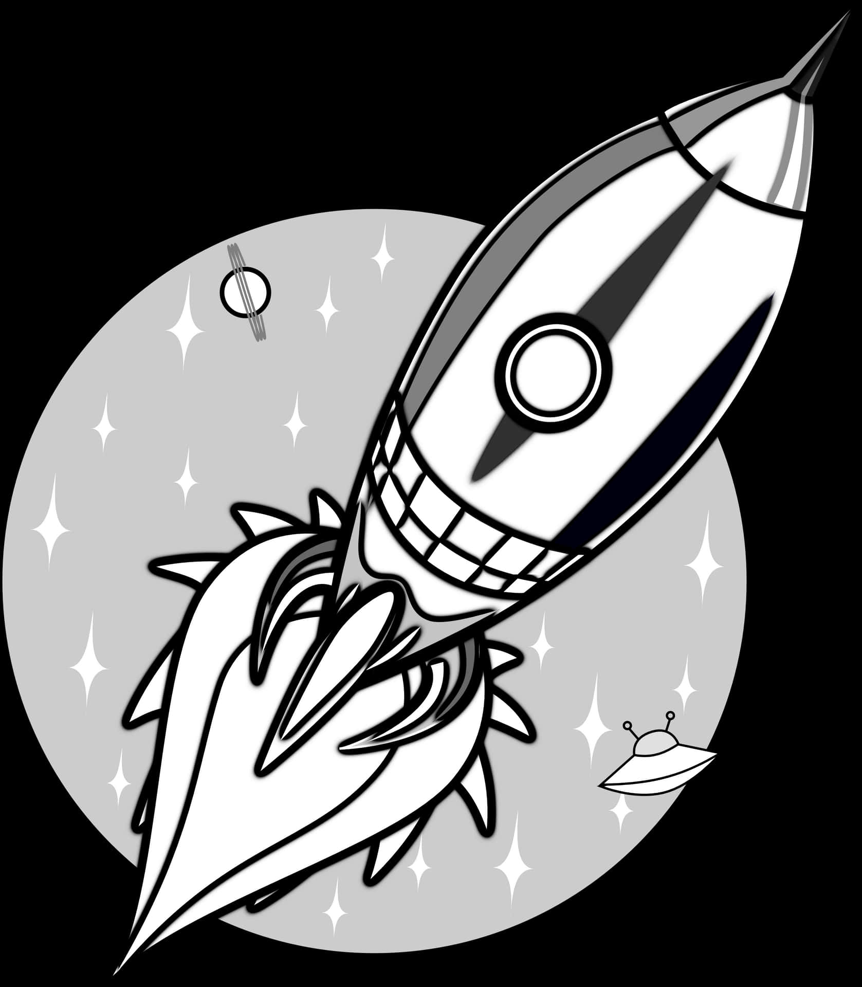 Retro Style Rocket Launch PNG Image