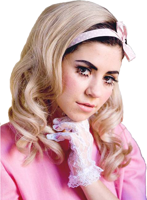 Retro Styled Blonde Woman Pink Dress PNG Image