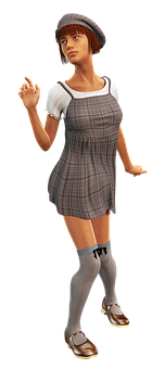 Retro Styled Female Character PNG Image