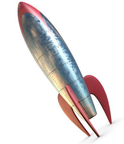 Retro Styled Rocket Illustration PNG Image