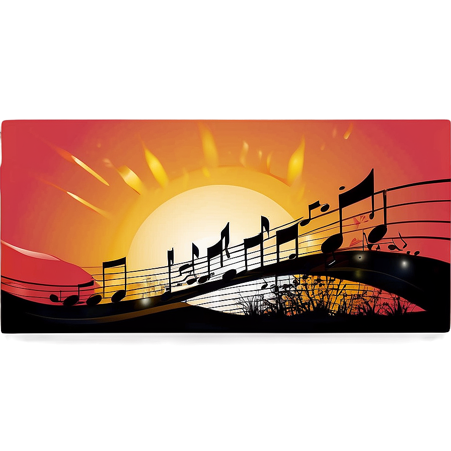 Retro Sunset And Music Notes Png Pau57 PNG Image