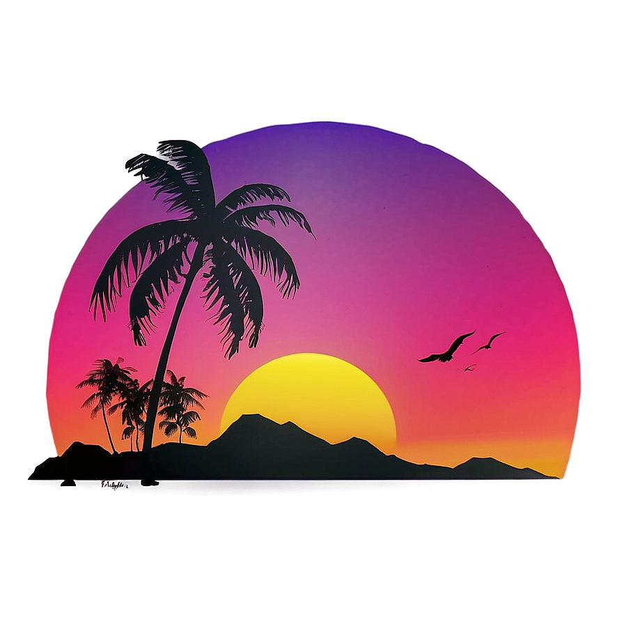 Retro Sunset D PNG Image