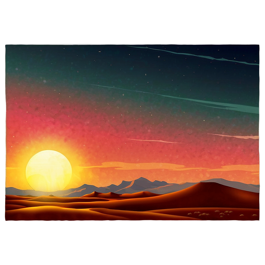 Retro Sunset Over Desert Png Yga76 PNG Image