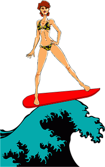 Retro Surfing Illustration PNG Image