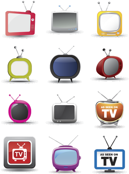 Retro T V Icons Set PNG Image