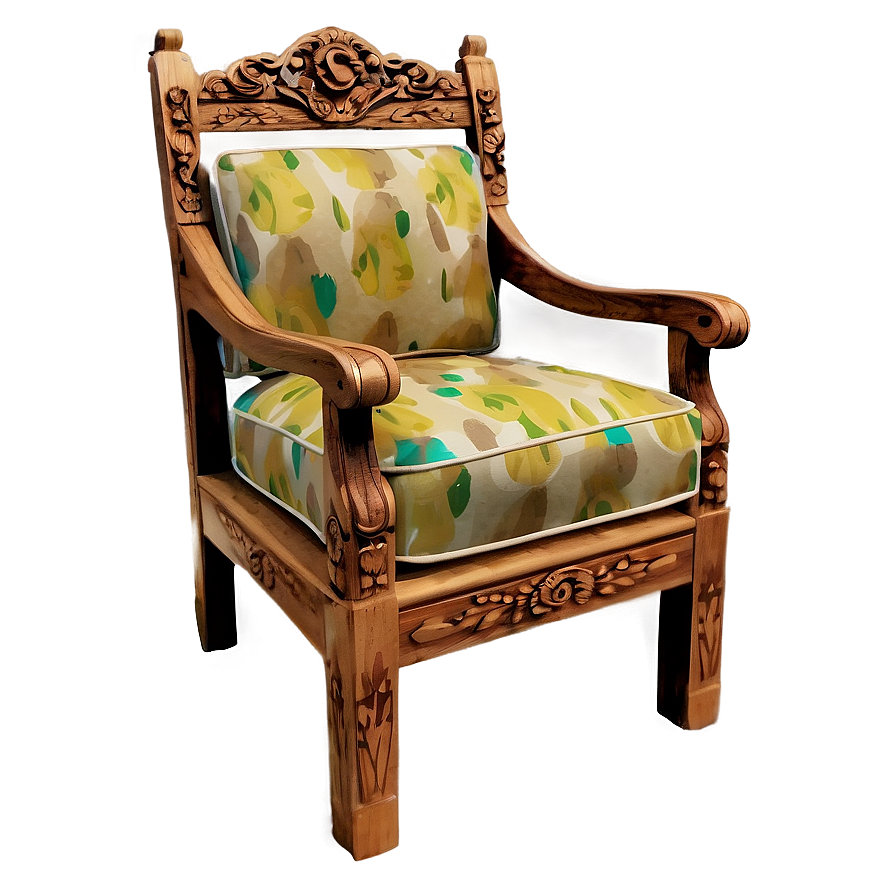 Retro Wooden Armchair Png Jcy83 PNG Image