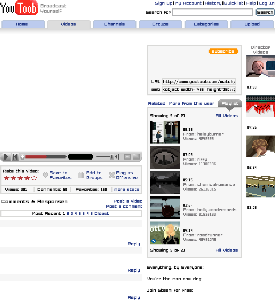 Retro You Tube My Chemical Romance Video Page PNG Image