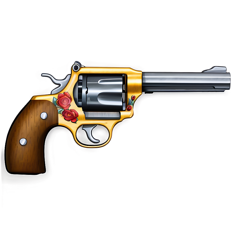 Revolver With Rose Motif Png Wdf PNG Image