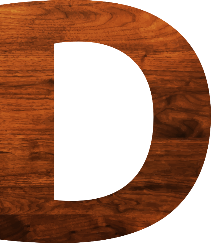 Rich Mahogany Wood Texturewith Cutout Letter D PNG Image