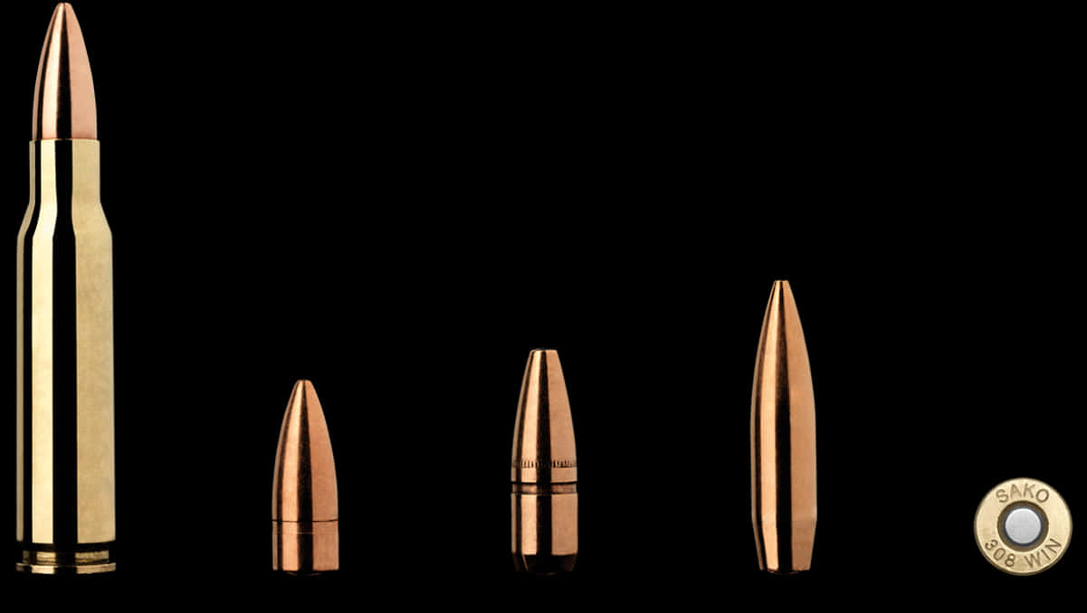 Rifle Cartridge Components Disassembled PNG Image