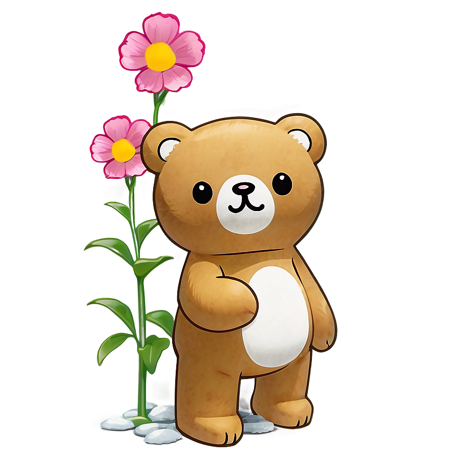 Rilakkuma And Flowers Png Rxj PNG Image