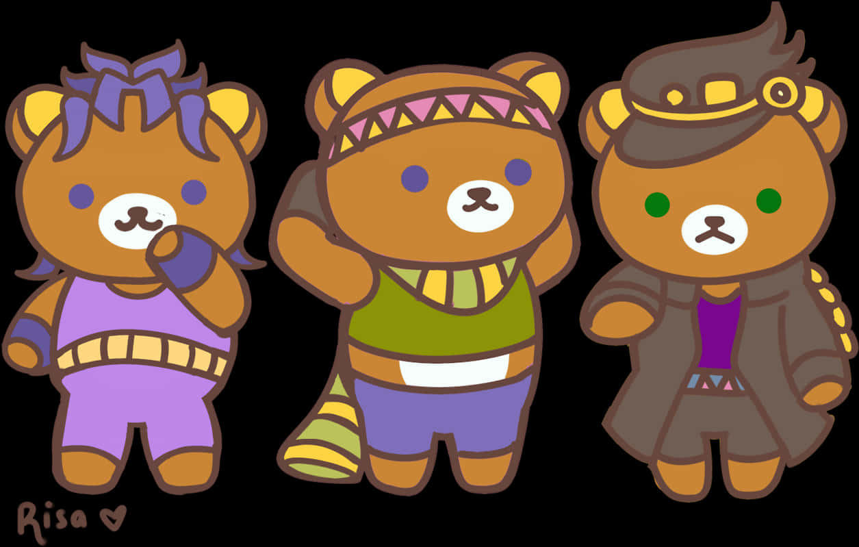 Rilakkuma_ Characters_ Costumed_ Illustration PNG Image