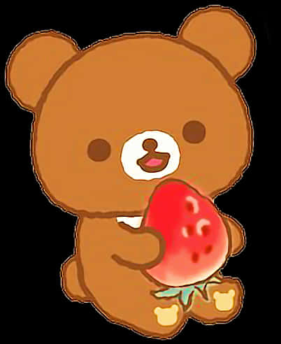 Rilakkuma Holding Strawberry Cartoon PNG Image