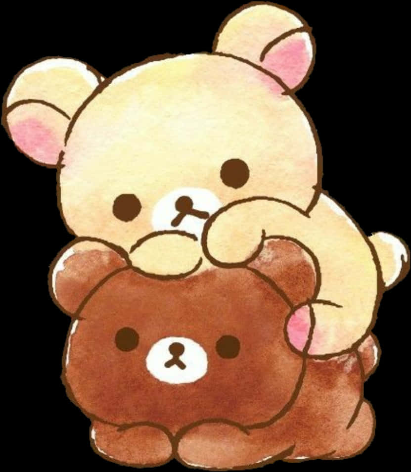 Rilakkumaand Korilakkuma Cuddling PNG Image