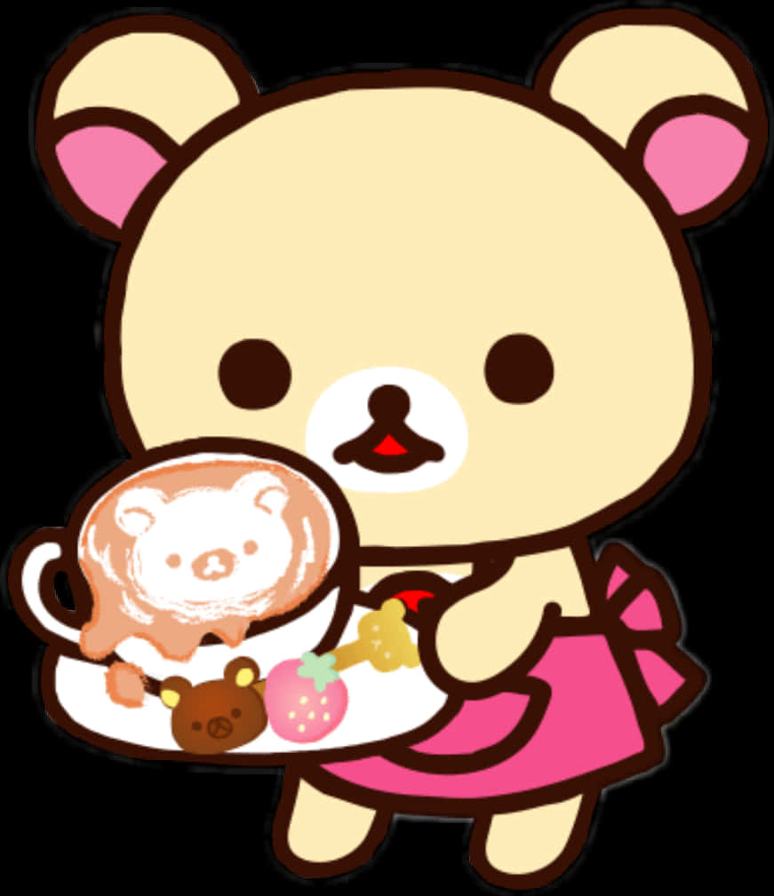 Rilakkumawith Latte Artand Sweets PNG Image