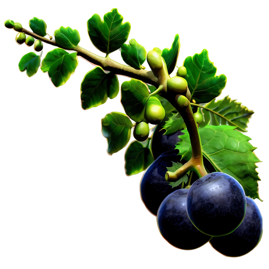 Ripe Fig Branchon Vine PNG Image