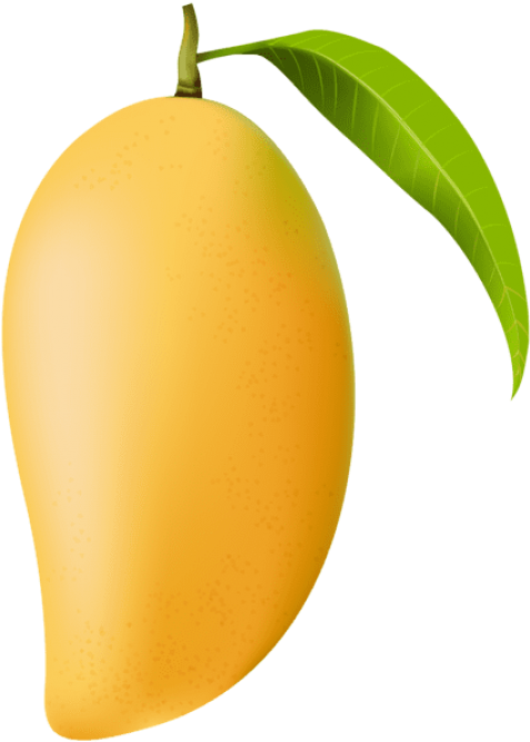 Ripe Mango With Leaf PNG Image