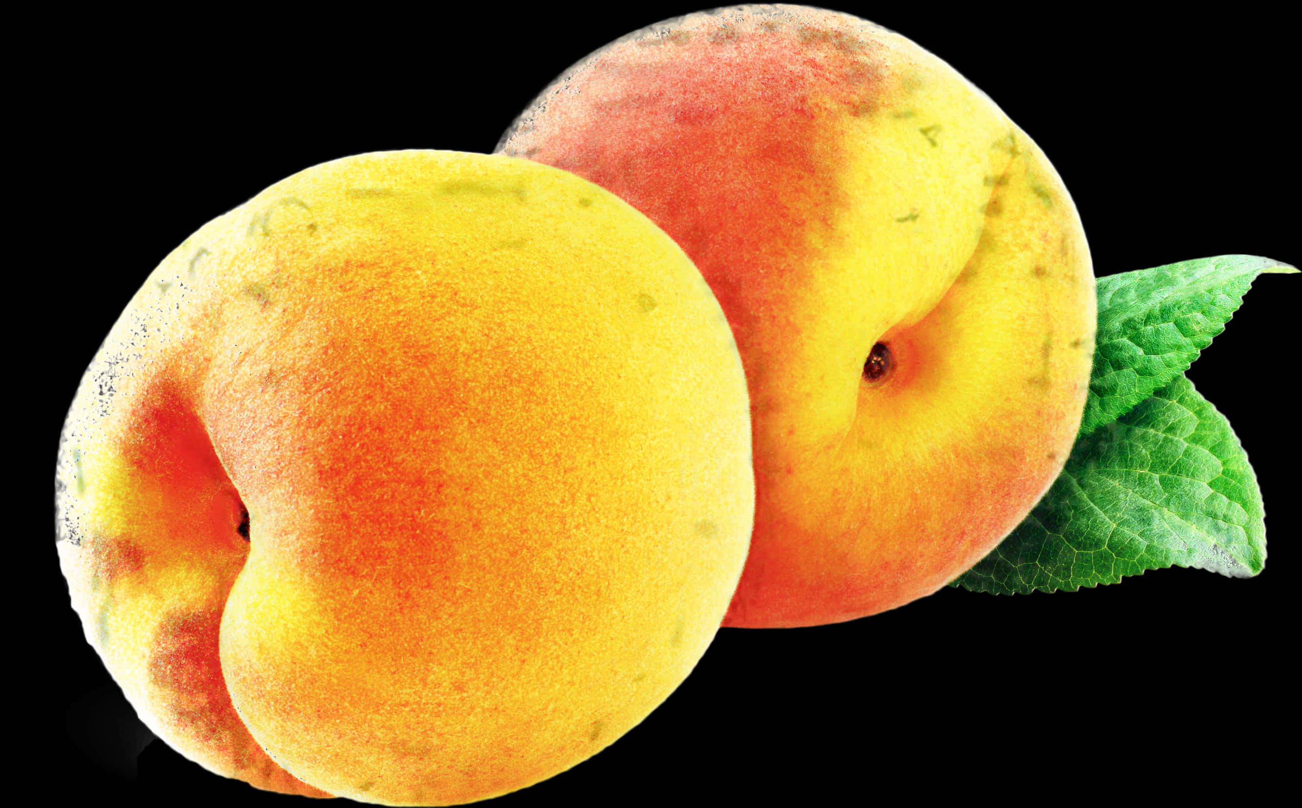 Ripe Peacheswith Leaf PNG Image