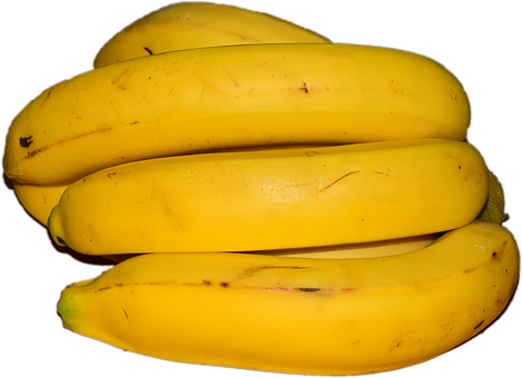 Ripe Yellow Bananas Black Background PNG Image