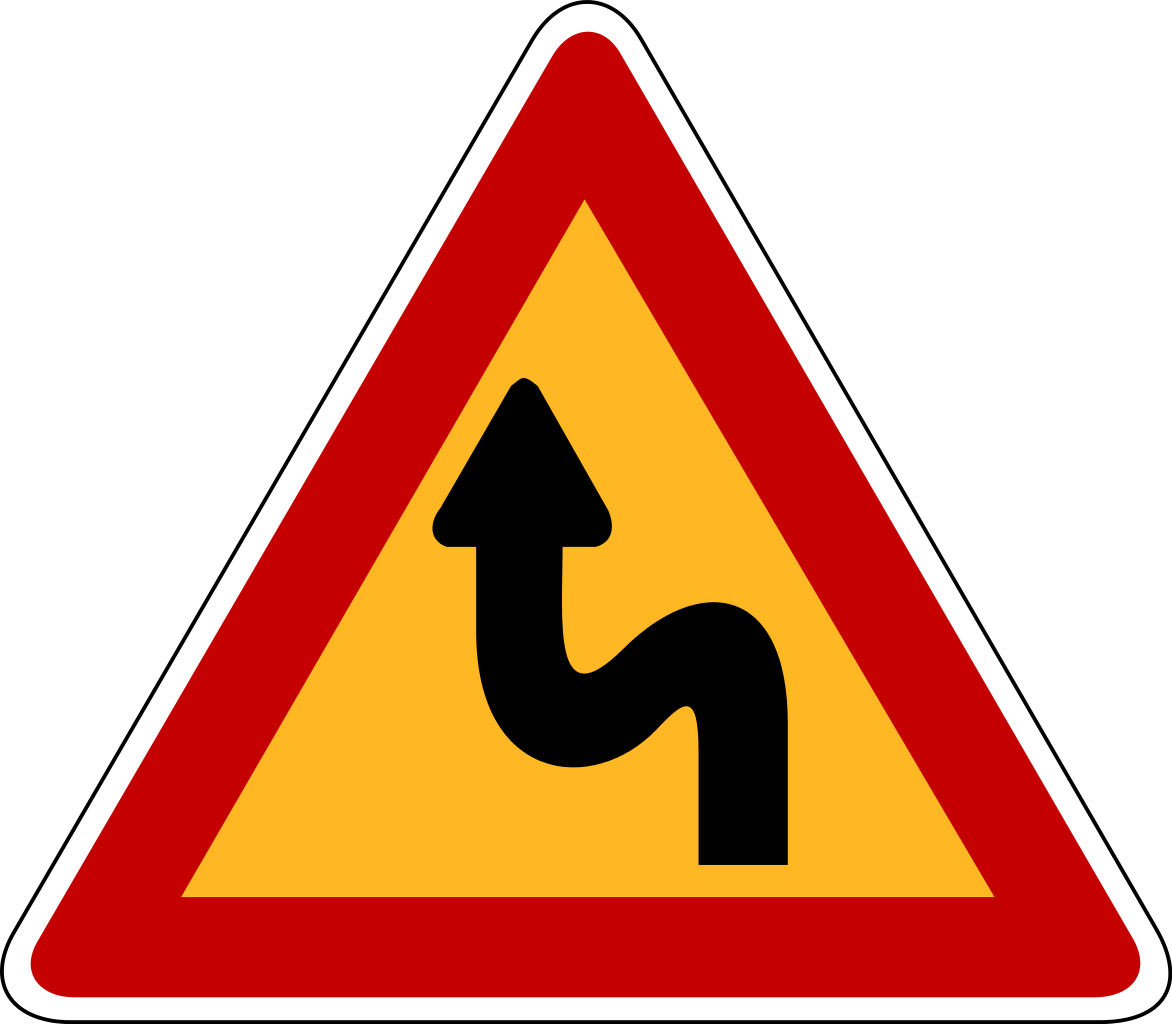 Road Curve Warning Sign PNG Image